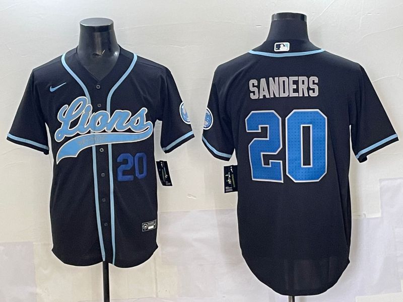 Men 2025 Detroit Lions 20 Sanders Black joint name 2024 Nike Limited NFL Jersey style 8